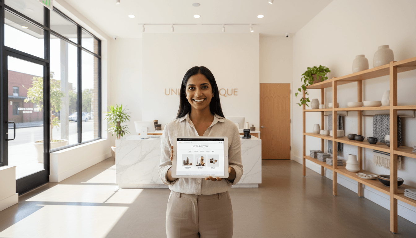 Business owner reviewing data on tablet in Wolverhampton